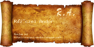 Réczei Andor névjegykártya